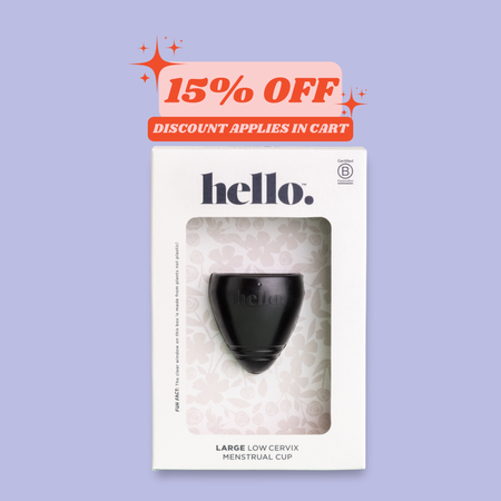 Hello Cup Low Cervix | Menstrual Cup | Black