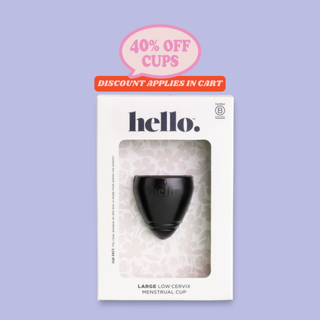 Hello Cup Low Cervix | Menstrual Cup | Black